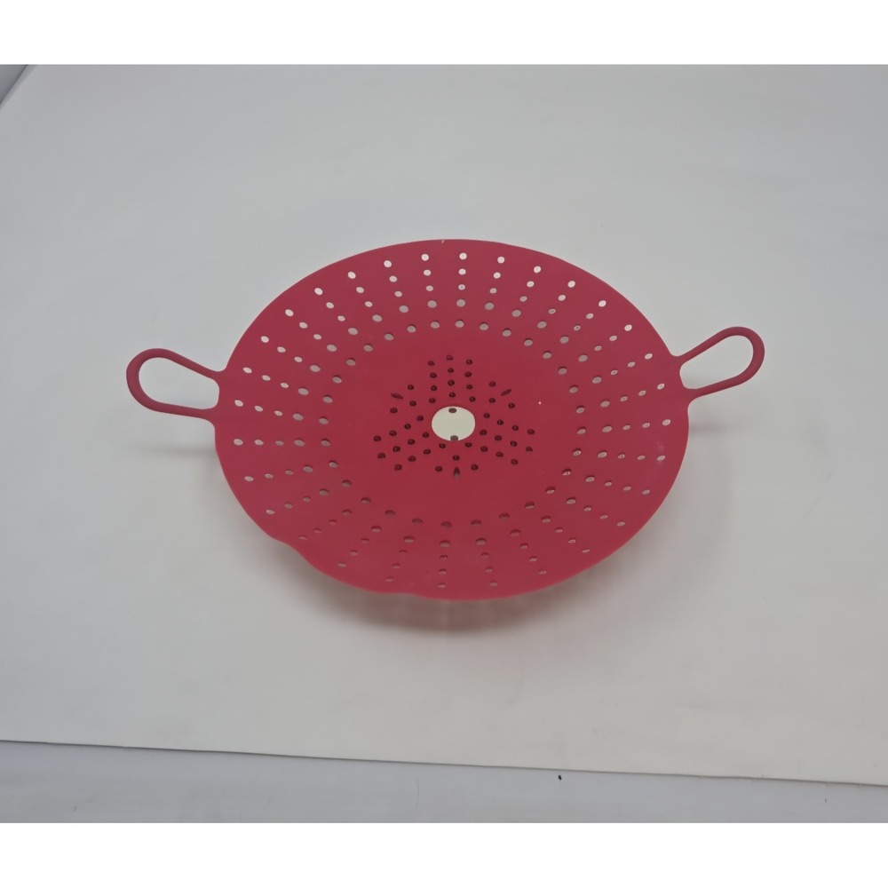Chef'n VeggiSteam Silicone Vegetable Steamer Basket 9 Inch Red with Handles